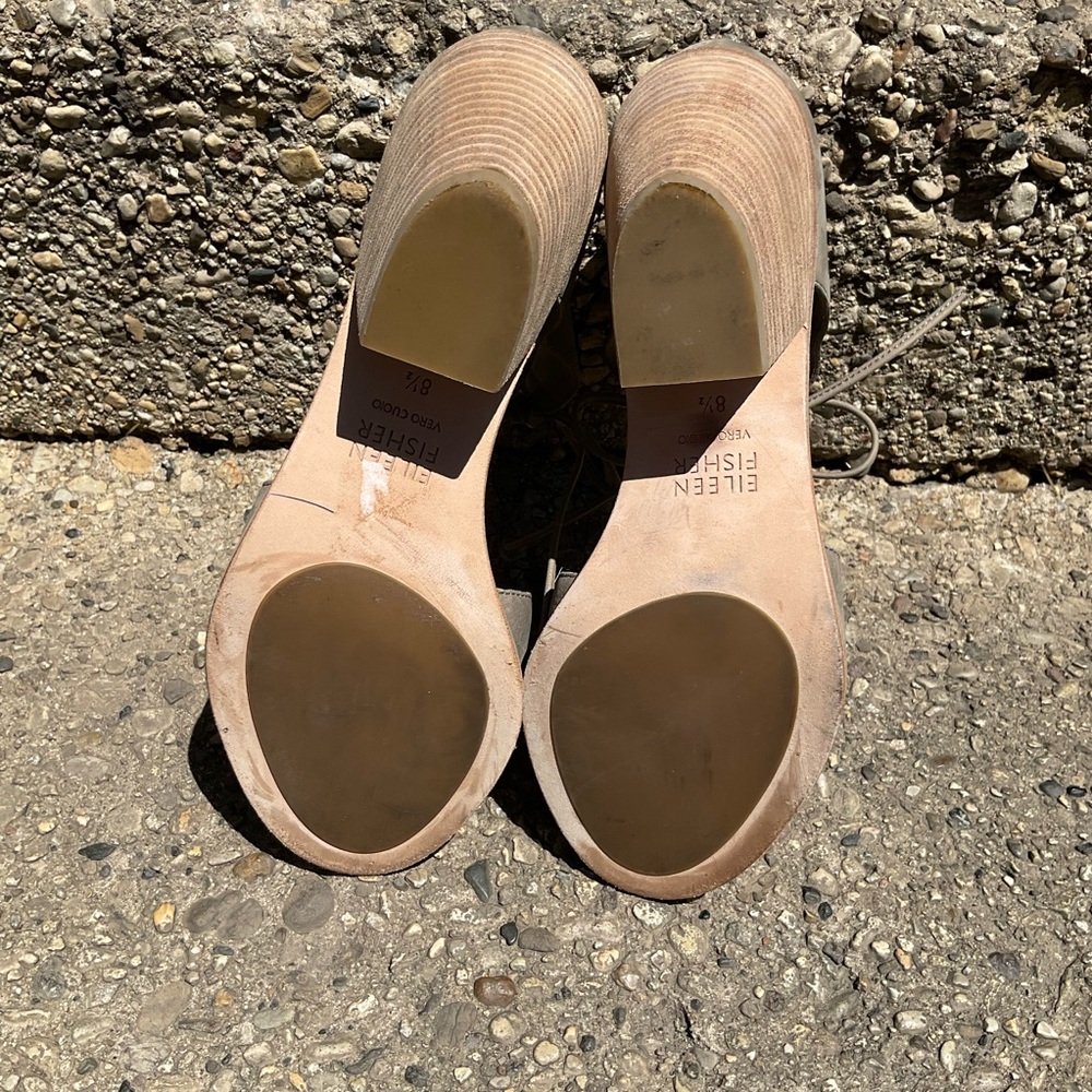 Eileen Fisher Ann Nubuck Tie front Sandal Size 8.5 Minimalist Mute - Picture 7 of 8